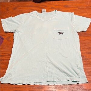 PINK Victoria's Secret Soft Blue Short Sleeve Distressed Tee